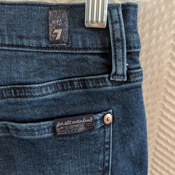 7 For All Mankind High Waist Ankle Gwenevere Skinny Jeans Dark Blue Size 25 - Picture 4 of 8